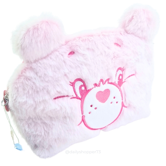 Care Bears X Primark Cheer Bear Plush Faux Fur Cosmetic Vanity Makeup Bag - Picture 3 of 5